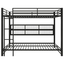 Queen Over Queen Bunk Bed With Storage Cabinets And LED Sturdy Frame, 6 Storage Units, Adjustable LED Lights - Black