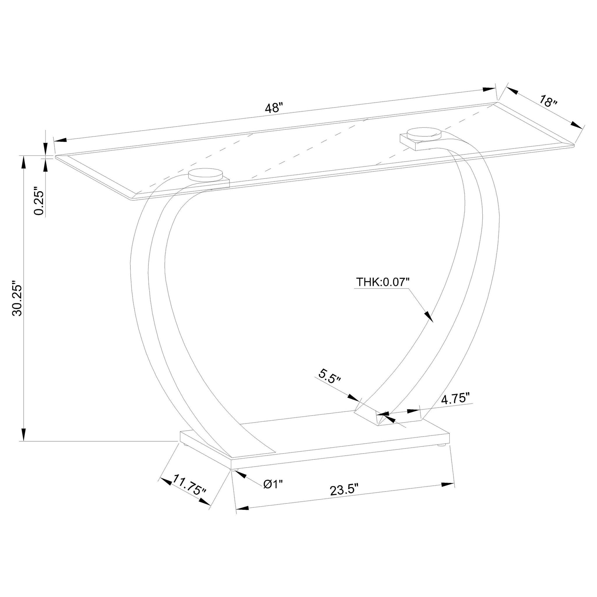Pruitt Glass Top Metal Base Console Table Satin Silver