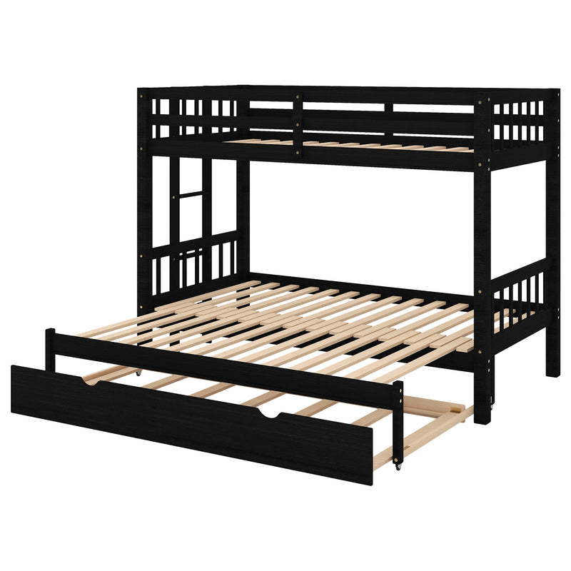 Twin over Pull-out Bunk Bed with Trundle, Espresso