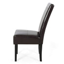 Bonded Leather Upholstered Dining Chair With Solid Wood Legs (Set of 2) - Chocolate