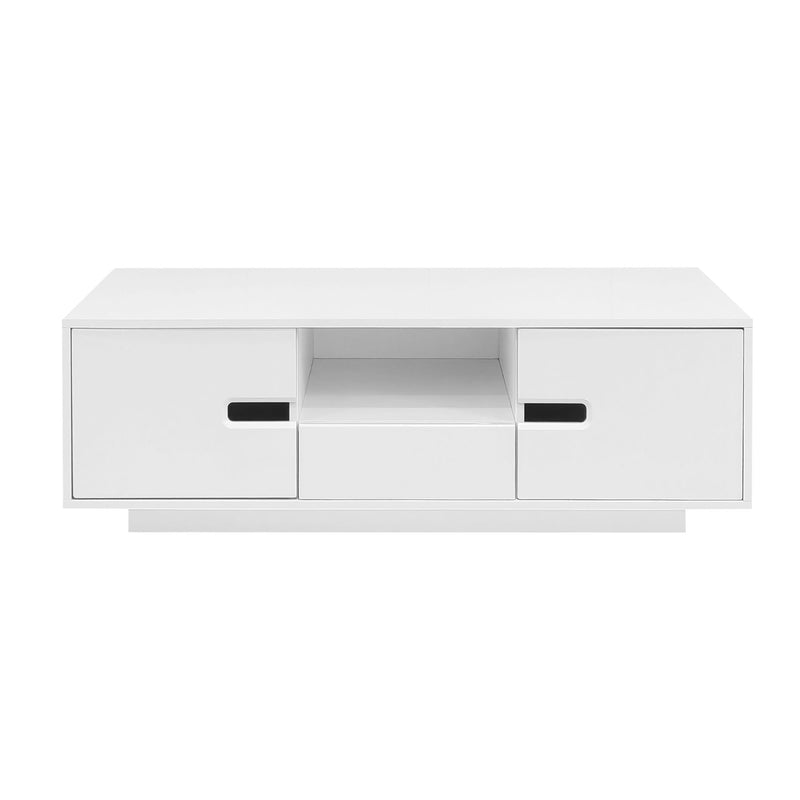 Modern High Glossy Rectangle Coffee Table With 16 Color LED Lights For Living Room