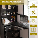 L-Shaped Computer Desk With Glass Cabinets, Built In LED Lights, USB Charging Ports