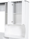 Multi Functional Murphy Bed With Sofa, Desk, And Storage Cabinet, Queen Size - White