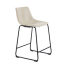 Vintage Style Armless Industrial Counter Stool With Metal Legs And Footrest For Kitchen Island, Cafe, Pub, Bar Counter (Set of 2) - Cream / Black