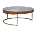 Tamas - 16" Coffee Table - Aluminum & Cocoa Top Grain Leather