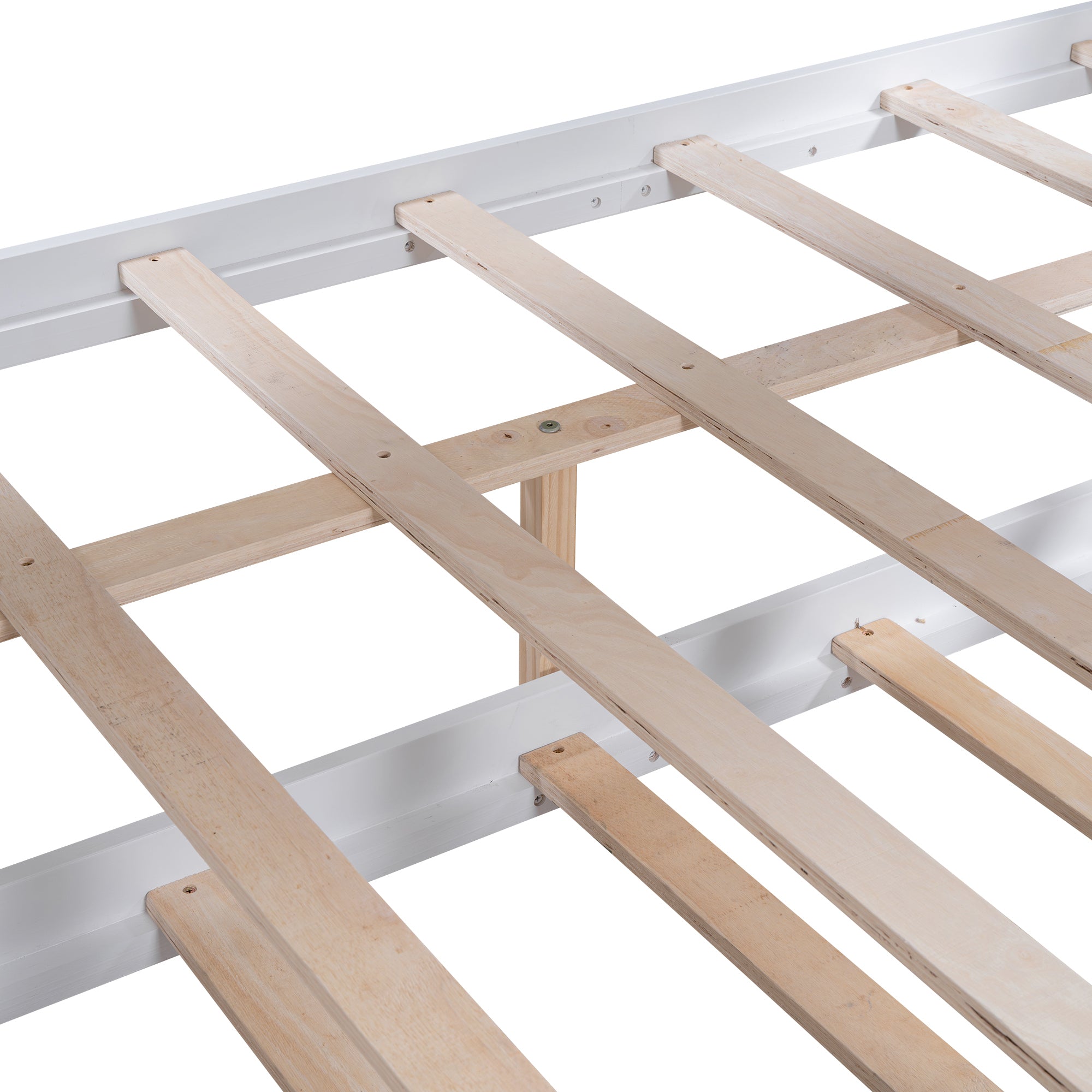 Wood Full Size House Bed with Twin Size Trundle and Storage, White - Atlantic Fine Furniture Melbourne FL