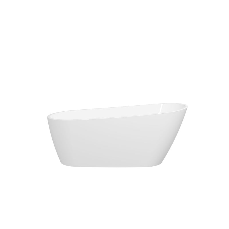 Acrylic Freestanding Soaking Bathtub With Integrated Slotted Overflow And Brushed Nickel Toe-Tap Drain, Cupc C Ertified, 02141-Bn - Glossy White