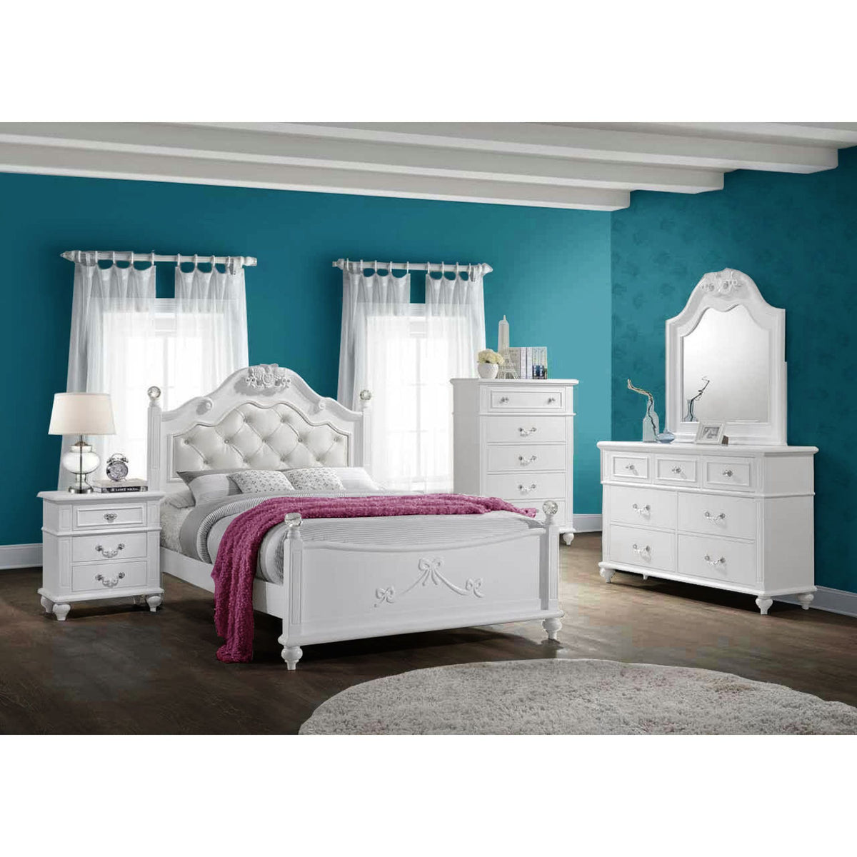 Alana Platform Bed in White by Elements International, view 5