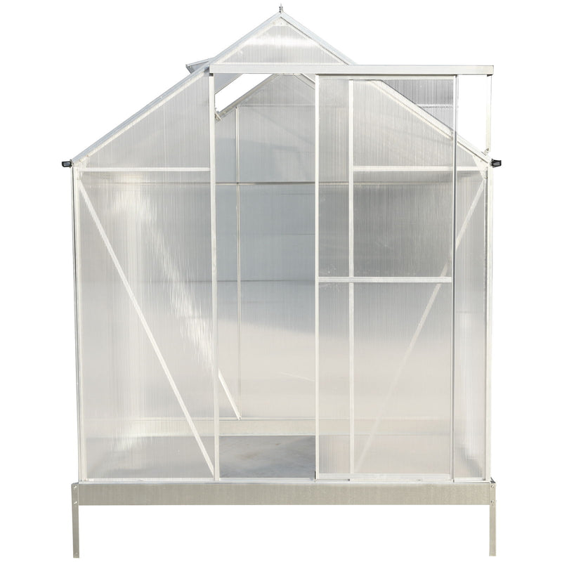 Polycarbonate Greenhouse, Heavy Duty Outdoor Aluminum Walk-In Green House Kit With Rain Gutter, Vent And Door For Backyard Garden