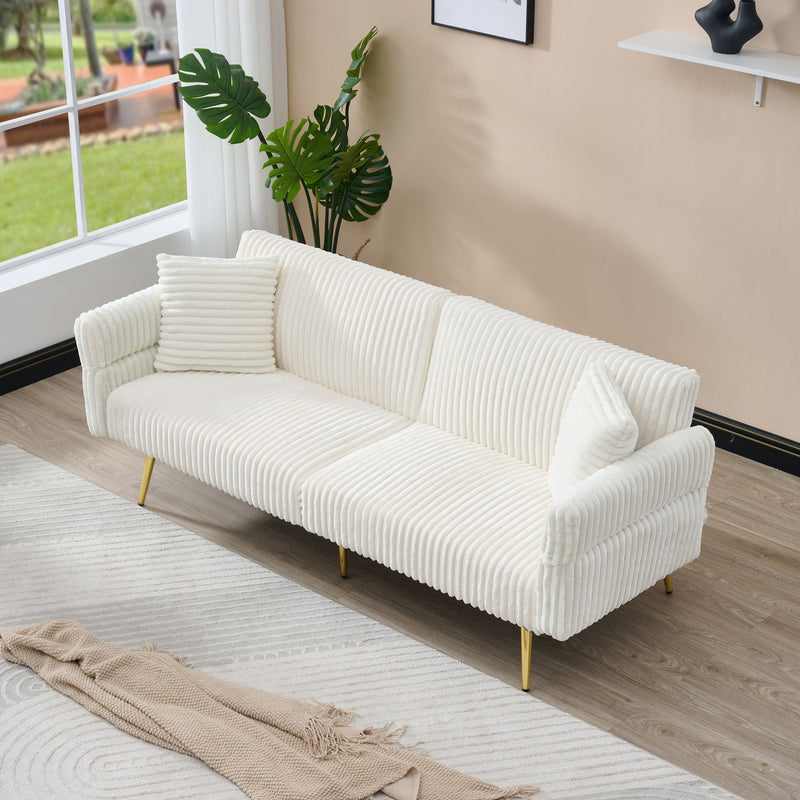 Luxury Corduroy Foldable Double Sofa Bed With Folding Armrests