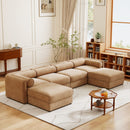 Contemporary Elegant White Chenille Sofa With Storage And Ottoman