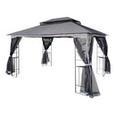 Patio Gazebo Tent With Ventilated Double Roof And Mosquito Net For Backyard Or Garden