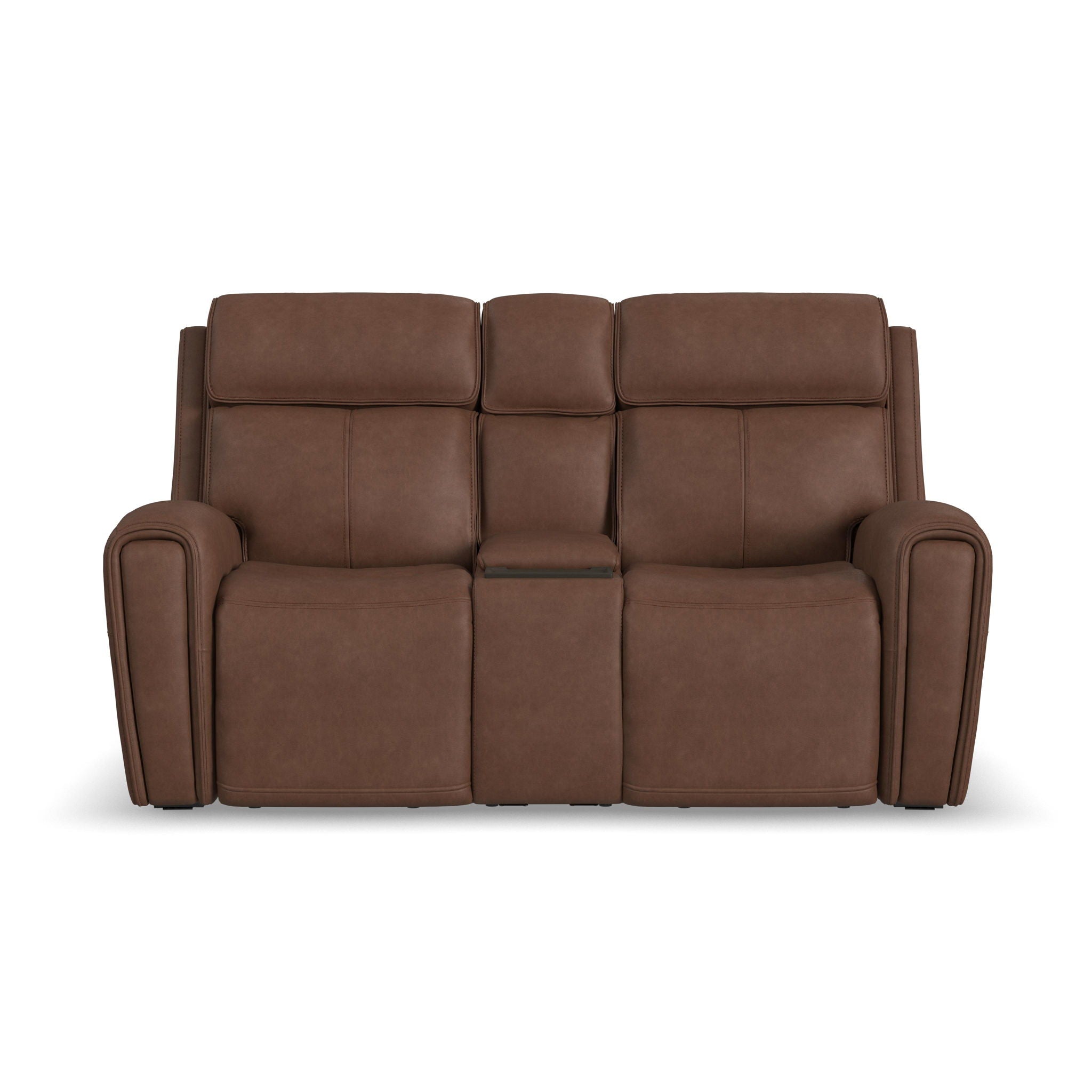 Warren - Power Reclining Loveseat With Console, Power Headrest & Lumbar - Dark Brown