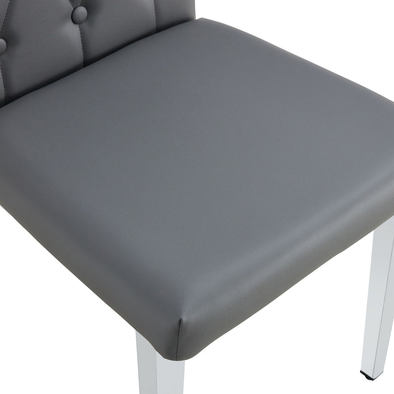 Vintage Style Armless Dining Chairs Set With Grid And Buckle Design