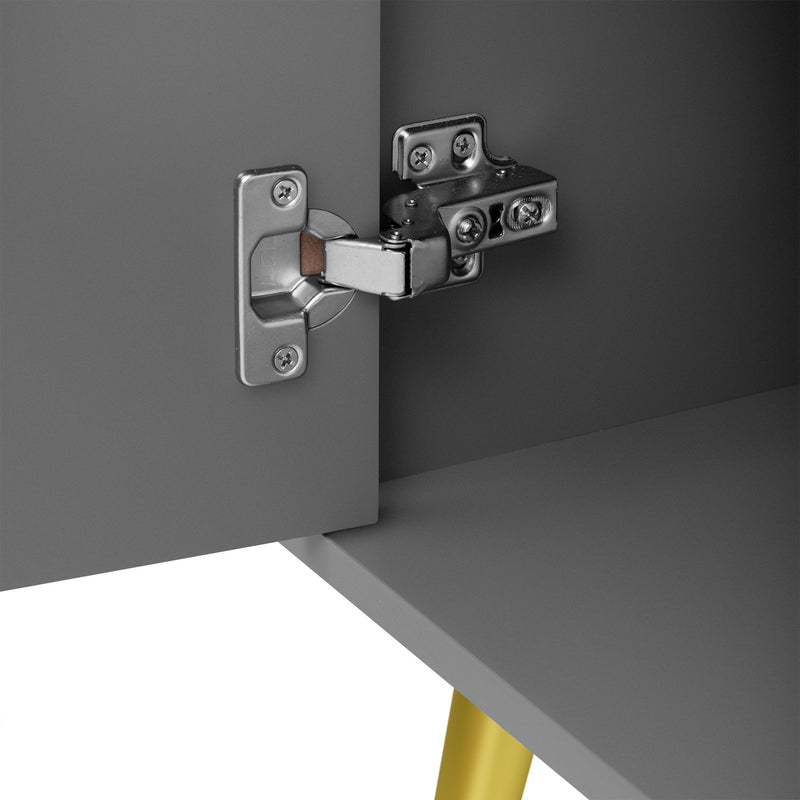 Modern TV Stand With Adjustable Shelf, Handles And Anti-Tip Device