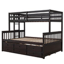 Twin-Over-Full Bunk Bed with Twin size Trundle , Separable Bunk Bed with Drawers for Bedroom - Espresso