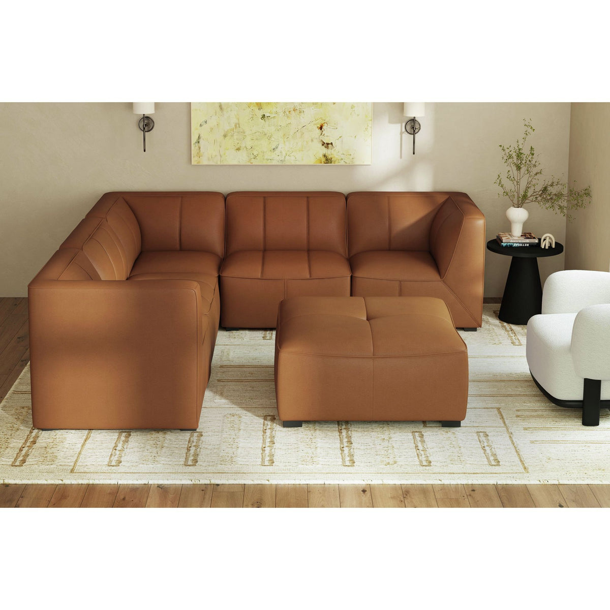 Blake Modular 6 Piece Living Room Set in Pebble Tan by Elements International, view 8