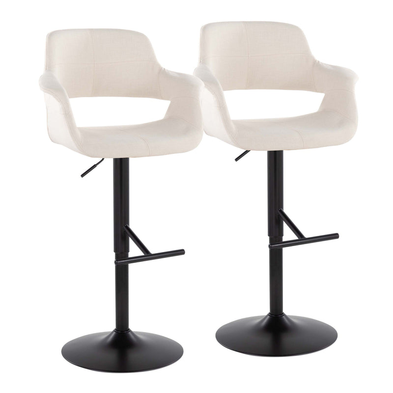 Vintage Flair - Mid Century Modern Adjustable Barstool With Straight T Footrest (Set of 2)