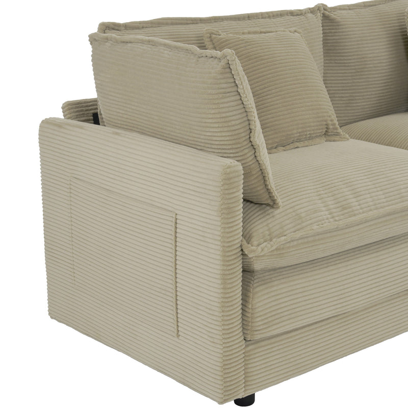 Modern Modular Sofa With Side Storage Pockets For Living Room