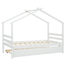 Twin Size  House-shaped Bed with Trundle,White