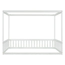 Canopy Frame Floor Bed With Fence, Guardrails