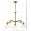 Elegance 5 Lights Linear Arms With Chain Chandelier - Clear / Gold