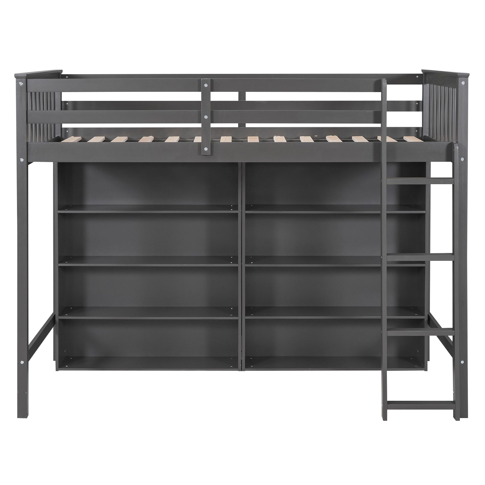 Twin Size Loft Bed with 8 Open Storage Shelves and Built-in Ladder, Gary - Atlantic Fine Furniture Melbourne FL