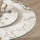 Round Dining Table With Carbon Steel Base And Lazy Susan Industrial Style - Black / White