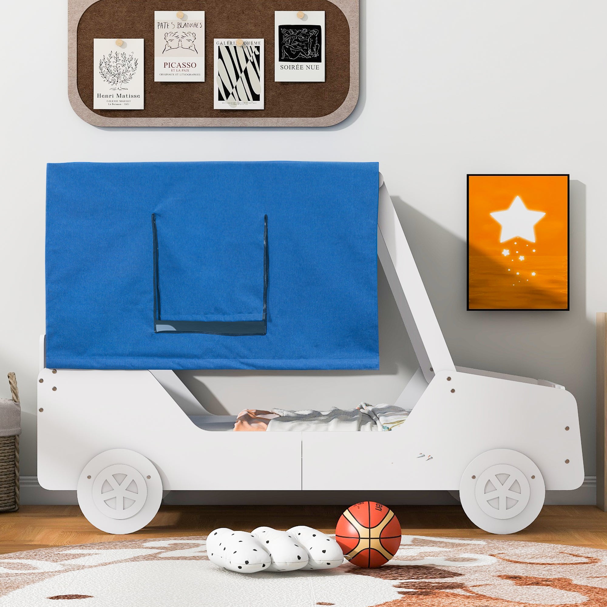 Twin Size Car Shaped Bed with Tents,White - Atlantic Fine Furniture Melbourne FL