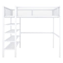Loft Bed With 4 Tier Shelves And Storage
