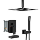 12" Ceiling Mount Shower System With Waterfall Tub Spout And Rough In Valve - Matte Black