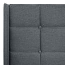 Queen Size Upholstered Platform Bed Frame With Button Tufted Linen Fabric Headboard - Dark Gray
