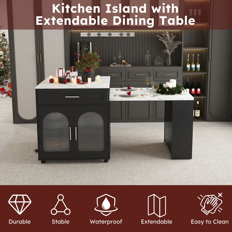 Expandable Kitchen Island With Power Outlet