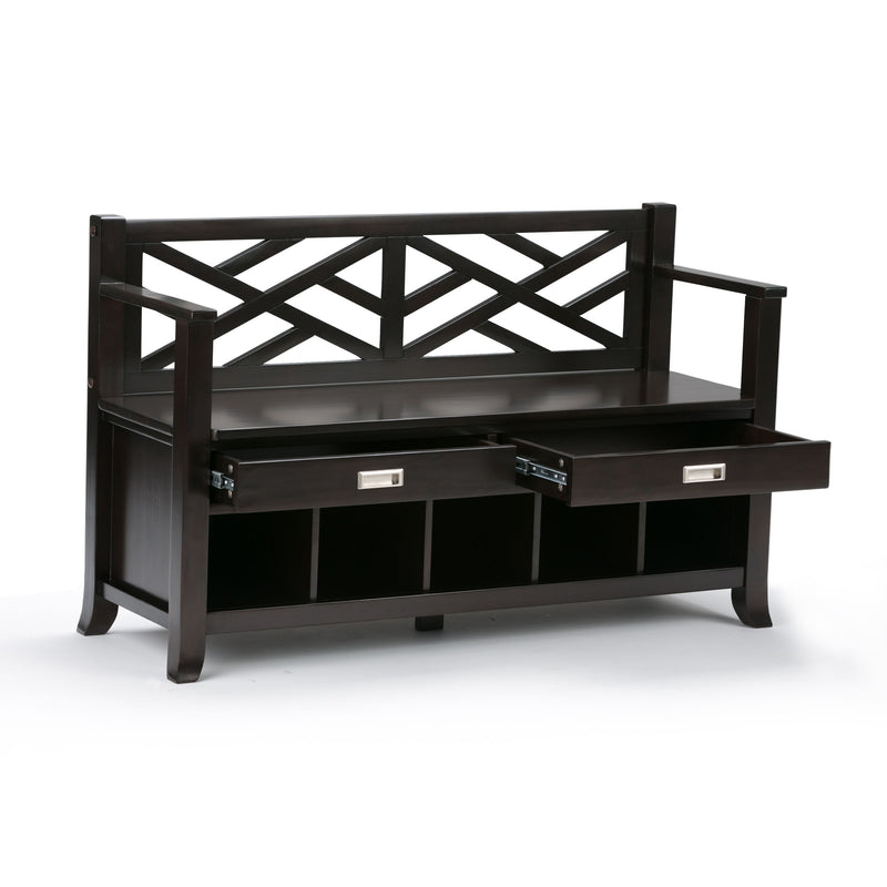 Sea Mills - Entryway Storage Bench with Drawers and Cubbies - Espresso Brown