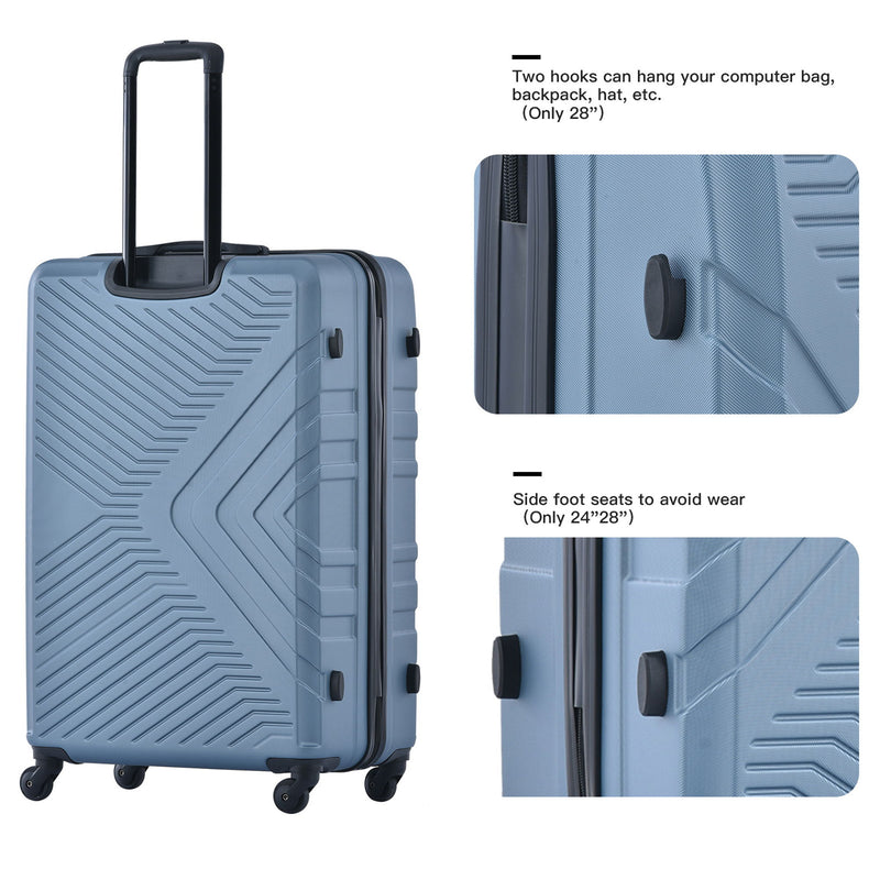 3 Piece Luggage Sets Lightweight Suitcase With Two Hooks, Spinner Wheels, Tsa Lock, Durable Hard Shell