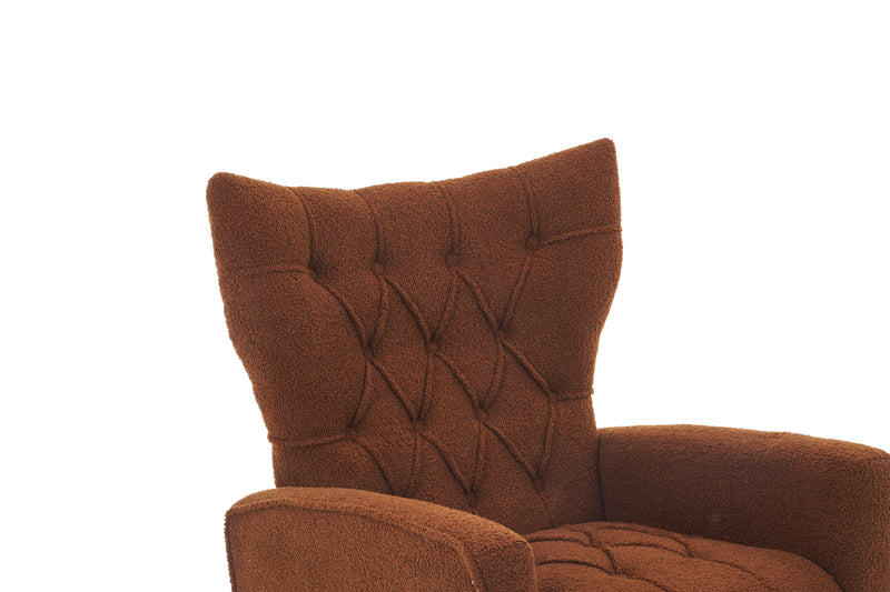 Modern Accent Chair With Ottoman, Comfy Armchair For Living Room, Bedroom, Apartment