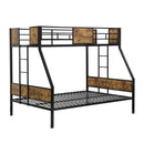 Modern Metal Bunk Bed With Side Ladders And Guardrail
