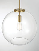 Gleam - Single Light Pendant Lamp With Clear Globe Satin - Antique Brass / Clear / Gold