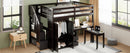Loft Bed With Stairs, Bookshelf, Drawers, Desk & Wardrobe, Space Saving Multifunctional Furniture