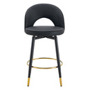 Modern Upholstered 360° Rotatable Bar Chair With Metal Legs For Dining Room (Set of 2)