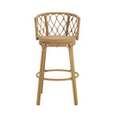 Bohemia - Outdoor Brown Wicker Bar Stool (Set of 2) With Metal Frame And Faux Rattan - Light Brown
