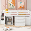 Loft Bed With Retractable Writing Desk And 3 Drawers With Storage Stairs And Shelves