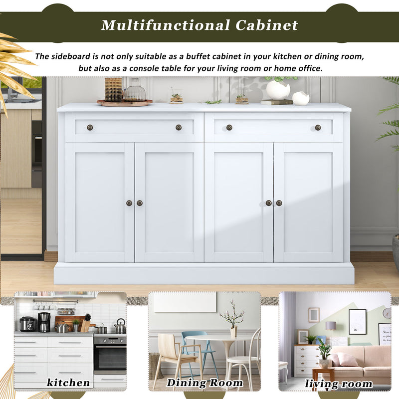 Kitchen Sideboard Storage Buffet Cabinet With 2 Drawers & 4 Doors Adjustable Shelves For Dining Room, Living Room