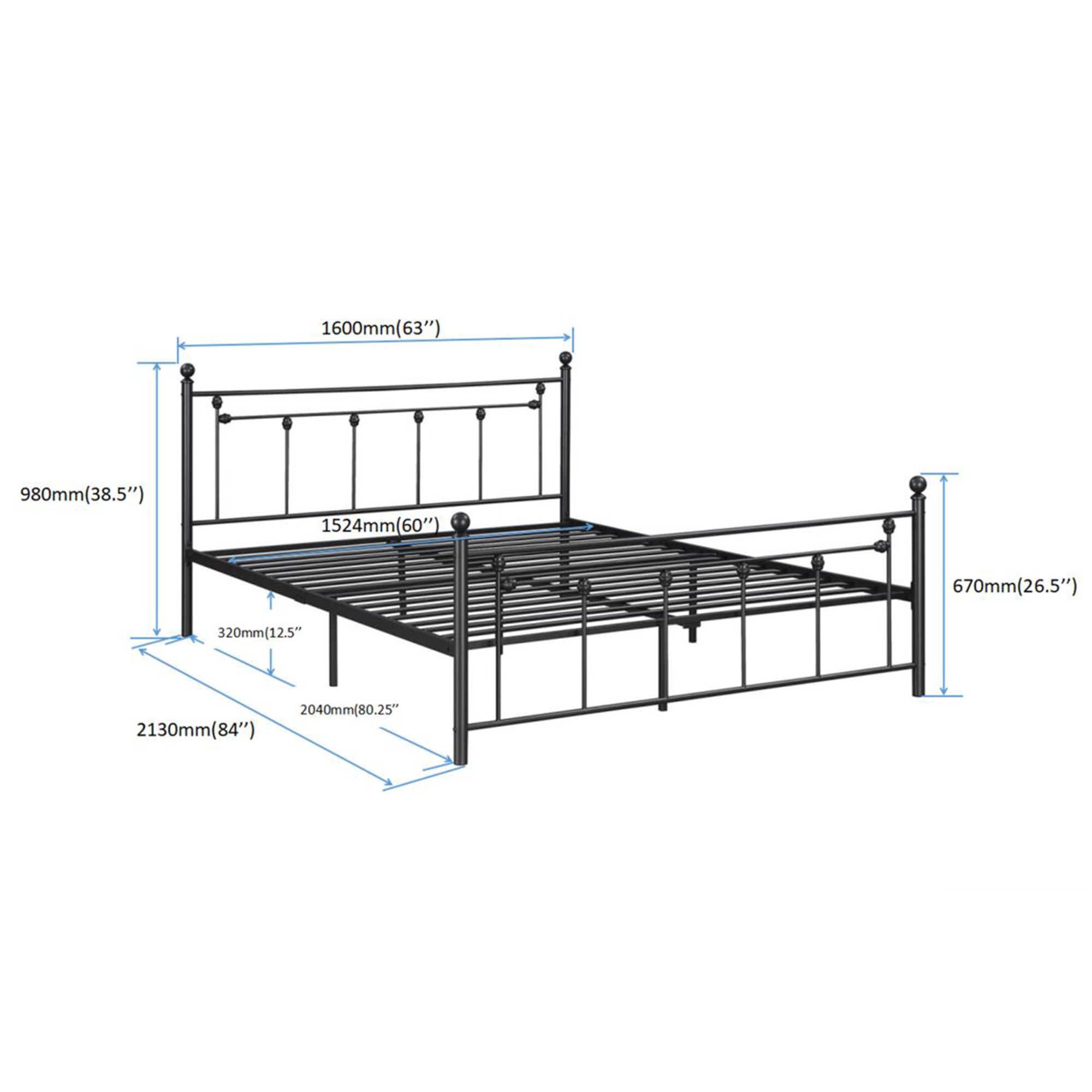 Queen Size Metal Bed Frame with Headboard and Footboard (black) - Atlantic Fine Furniture Melbourne FL