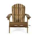 Outdoor Adirondack Chair With Slat Back And Cup Holder - Natural