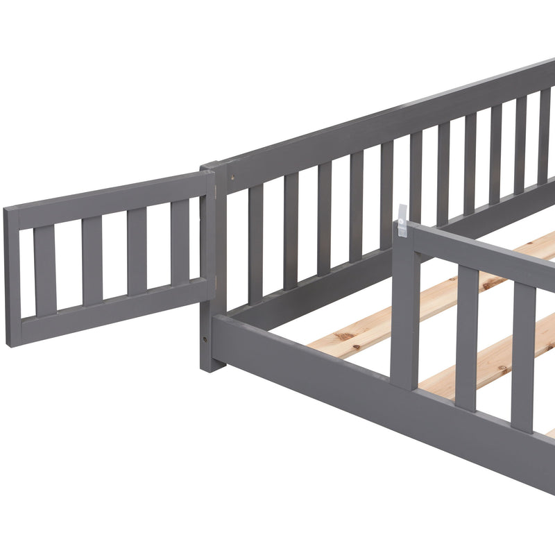 Floor Bed With Door And Fence For Children