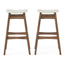 Mid Century Modern Bar Stool Set With Upholstered Seating