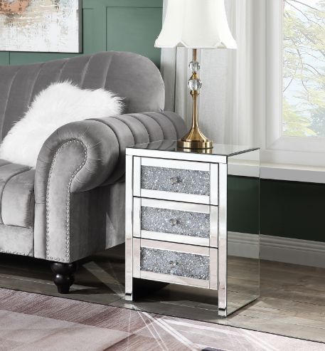 Noralie - Accent Table - Mirrored & Faux Diamonds - 26"