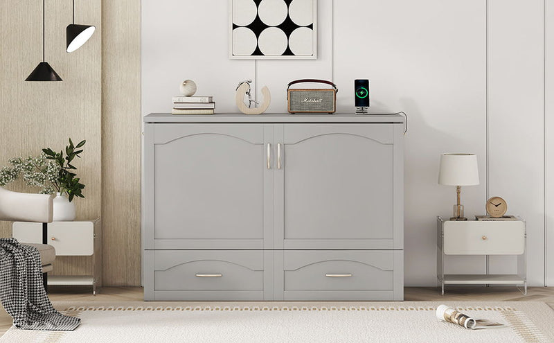 Murphy Wall Bed With Drawer And A Set Of Sockets & USB Ports, Pulley Structure Design