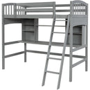 Loft Bed With Storage Shelves, Desk And Ladder